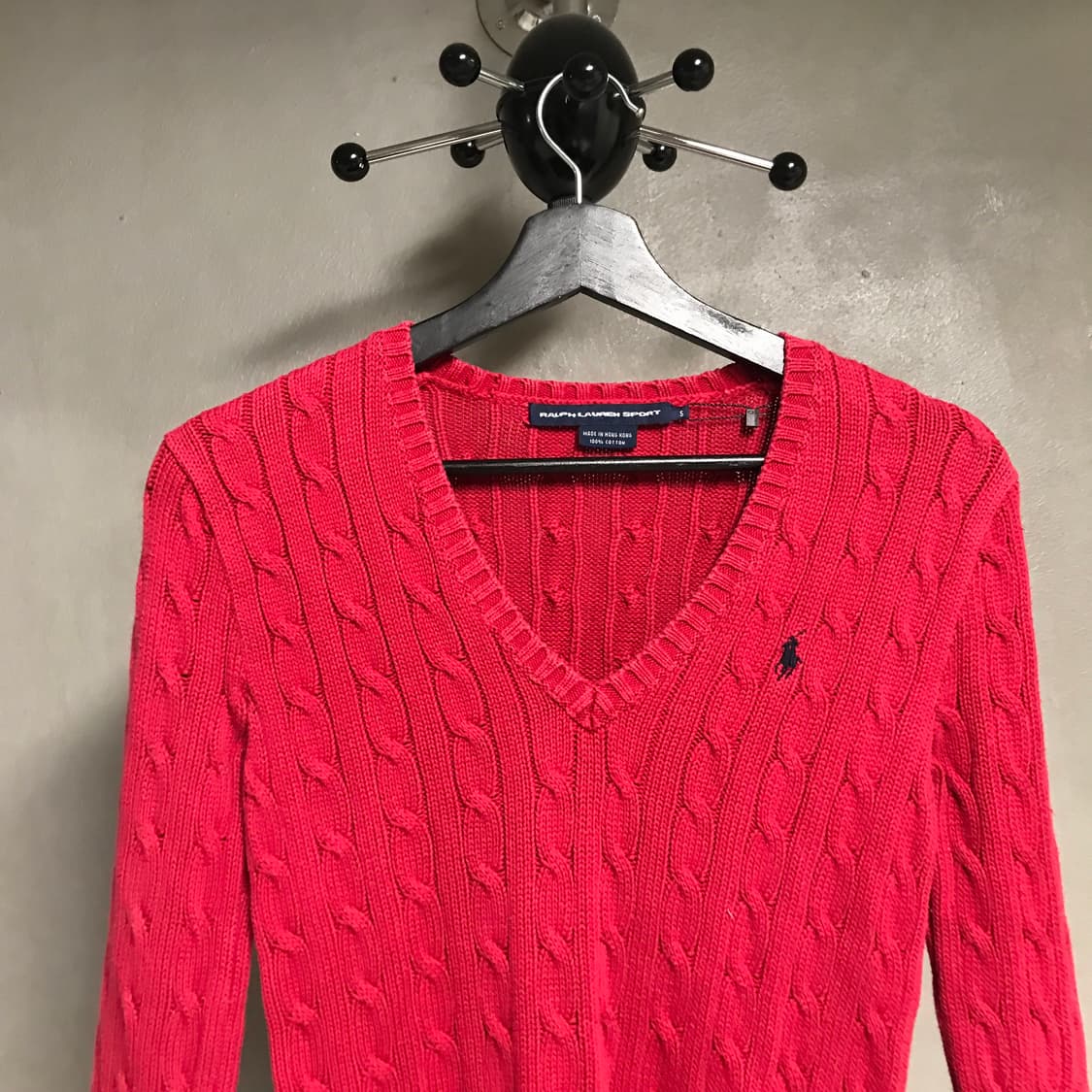 폴로 랄프로렌 브이넥 케이블 니트 레드 S(W)  상품이미지2
