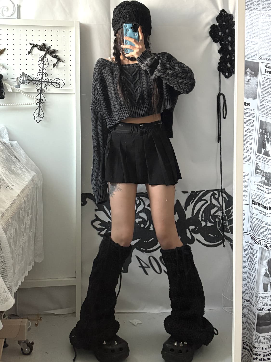 • dark gray washed cropped knitwear 상품이미지4