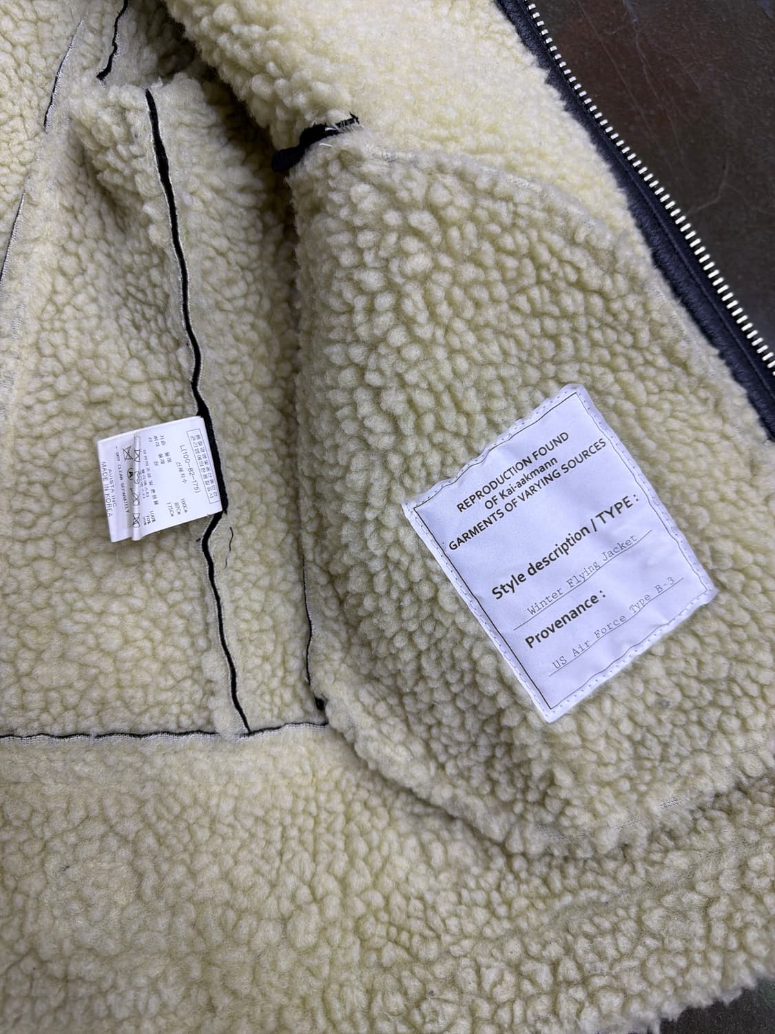 카이아크만 B-3 무스탕 자켓 블랙 L 상품이미지10