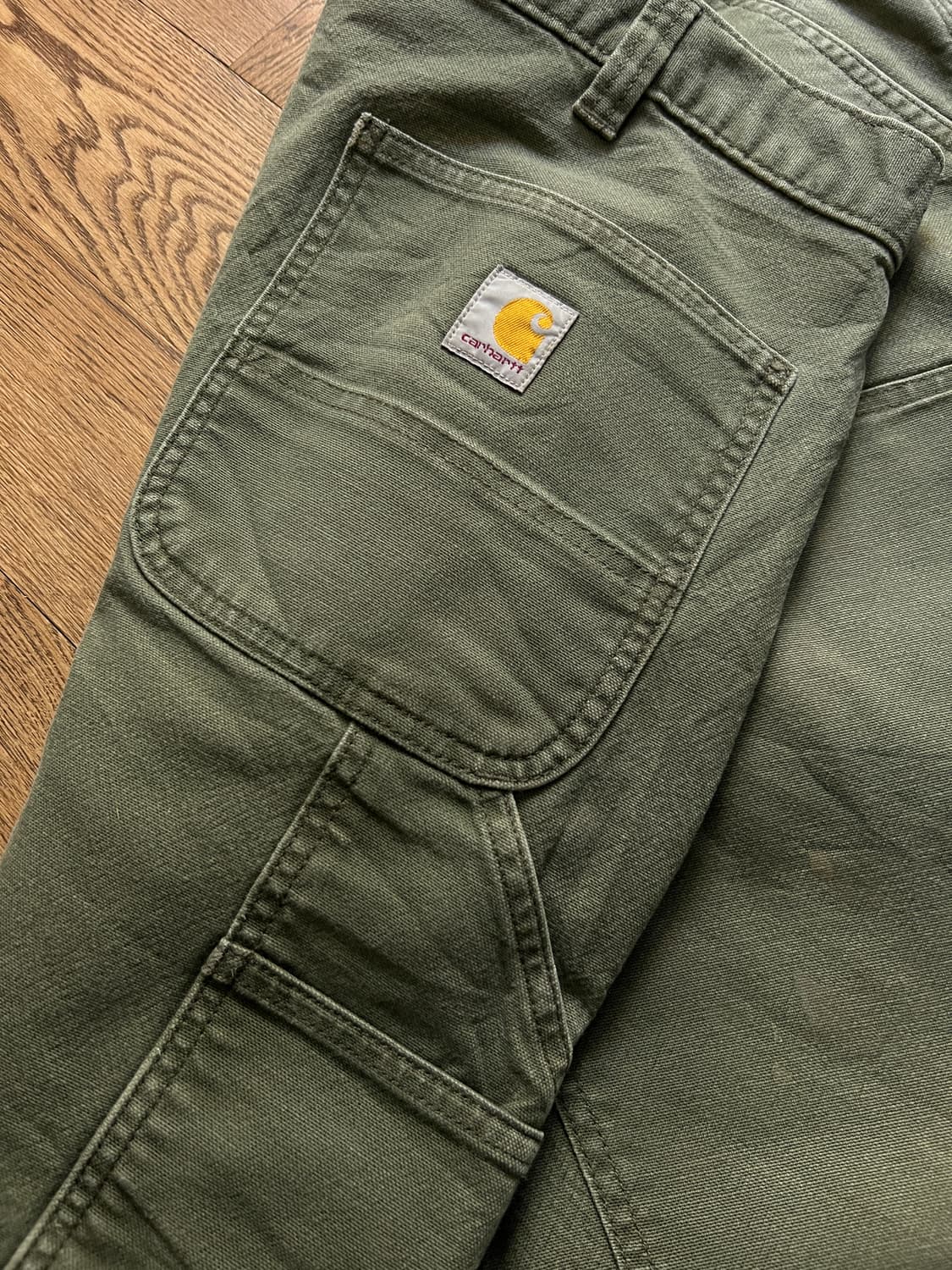 [38]칼하트 USA 더티워싱 모스그린 더블니 워크 팬츠 상품이미지8