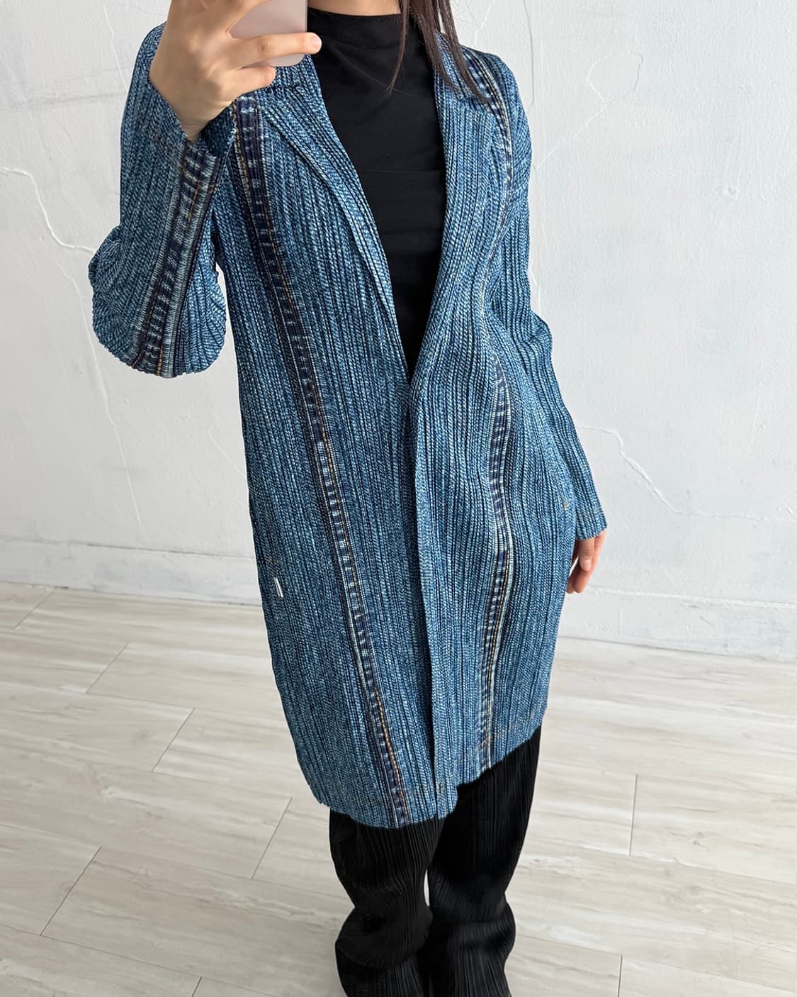 Pleats PleaseDenim Pattern Long Cardigan 상품이미지4
