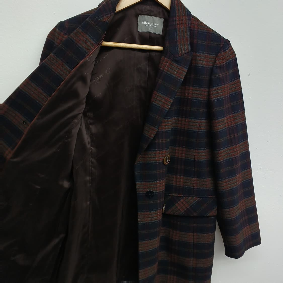 올리비아로렌 더블 체크 코트 100 상품이미지3