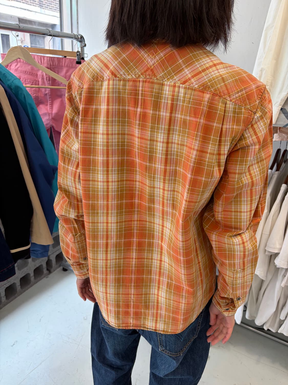 Columbia 오렌지 체크 투포켓 셔츠 상품이미지2