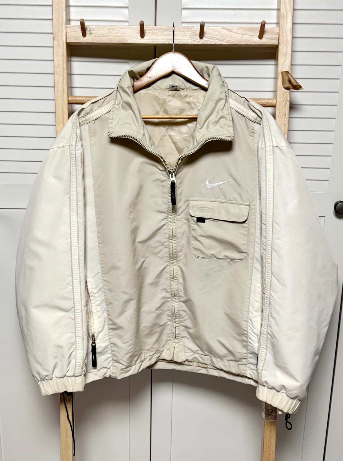 XL 나이키 빅로고 올드스쿨 베이지X아이보리 90S 바람막이 자켓 상품이미지4