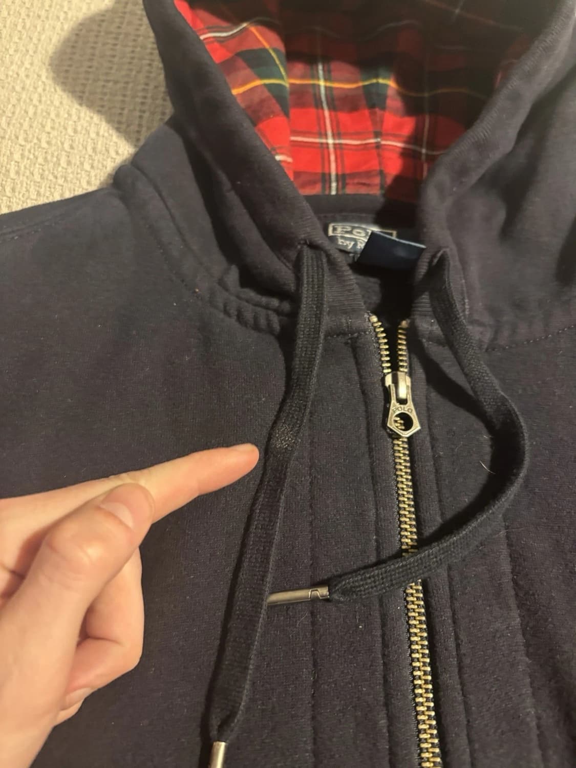 폴로 랄프 로렌 빅포니 네이비 체크 후드 집업 상품이미지8