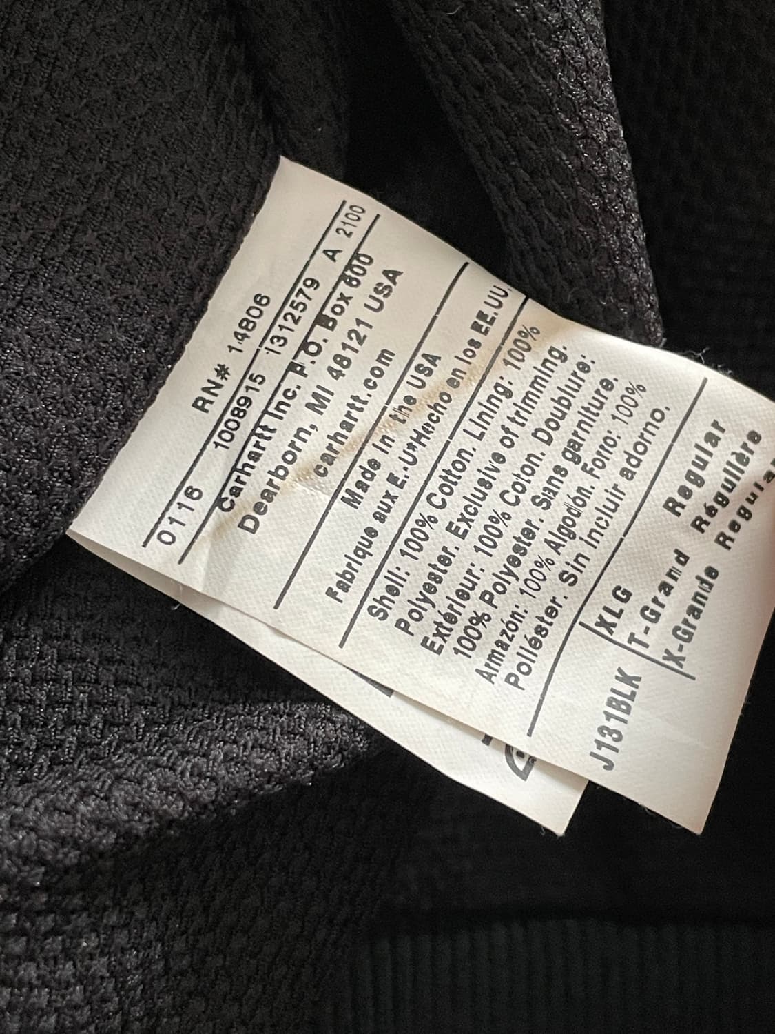 칼하트 j131 BLK 블랙 액티브 자켓 샌드스톤 carhart 상품이미지8