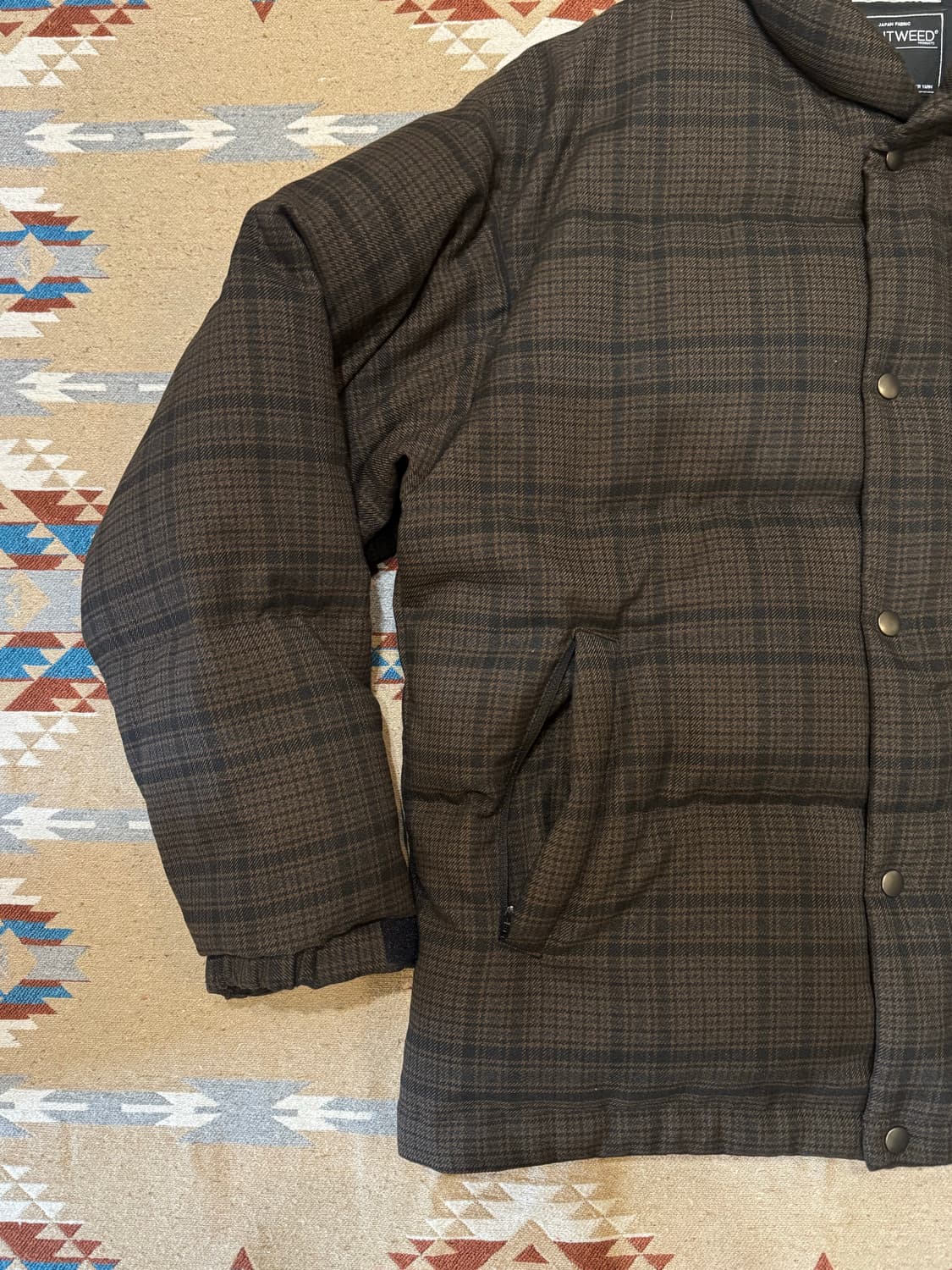 [M][100] 저널스탠다스 테크 트위드 그랜체크 다운자켓 브라운  상품이미지2