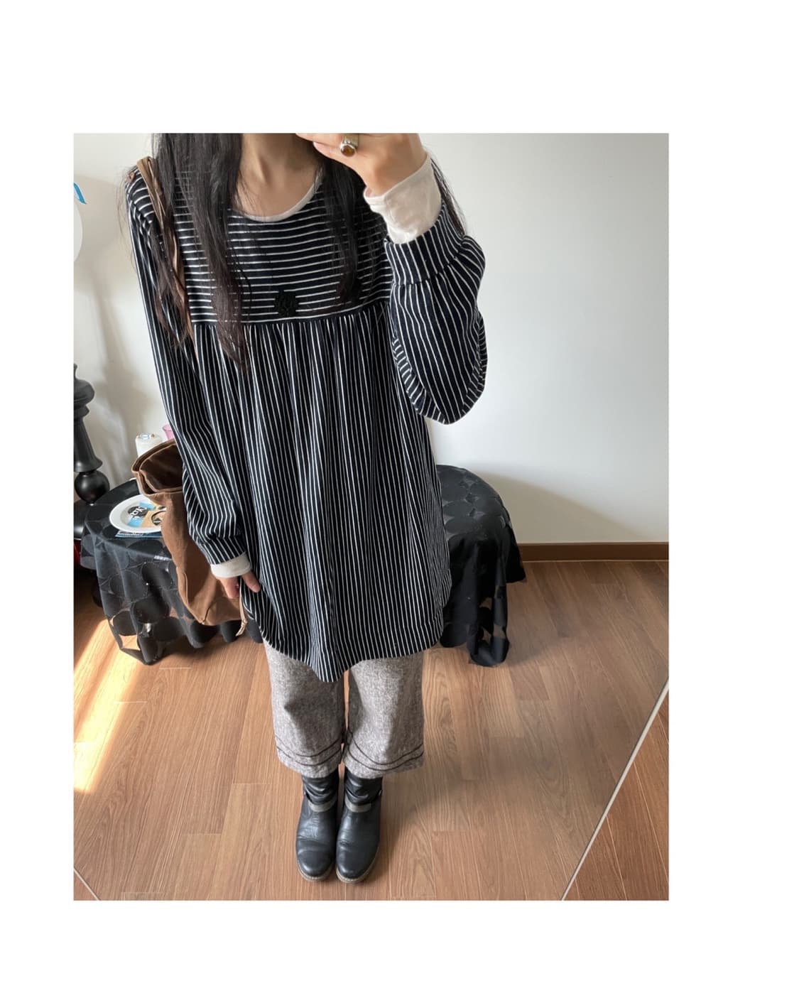stripe patterned one-piece 상품이미지4