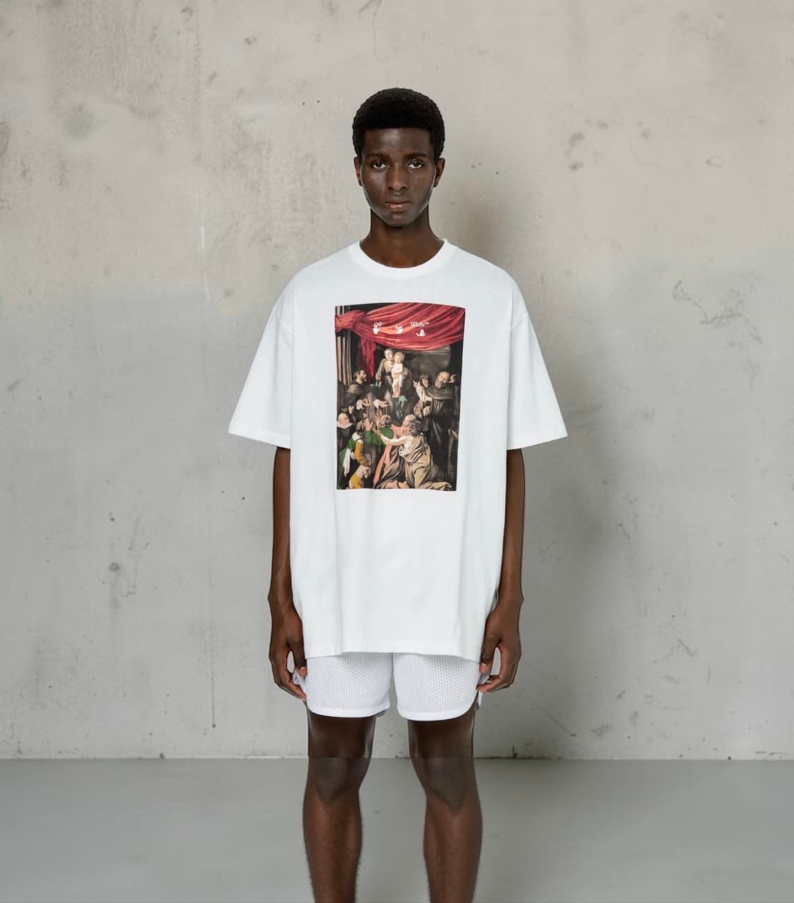 L/ 오프화이트 카라바지오 스프레이드 오버핏 반팔 상품이미지1