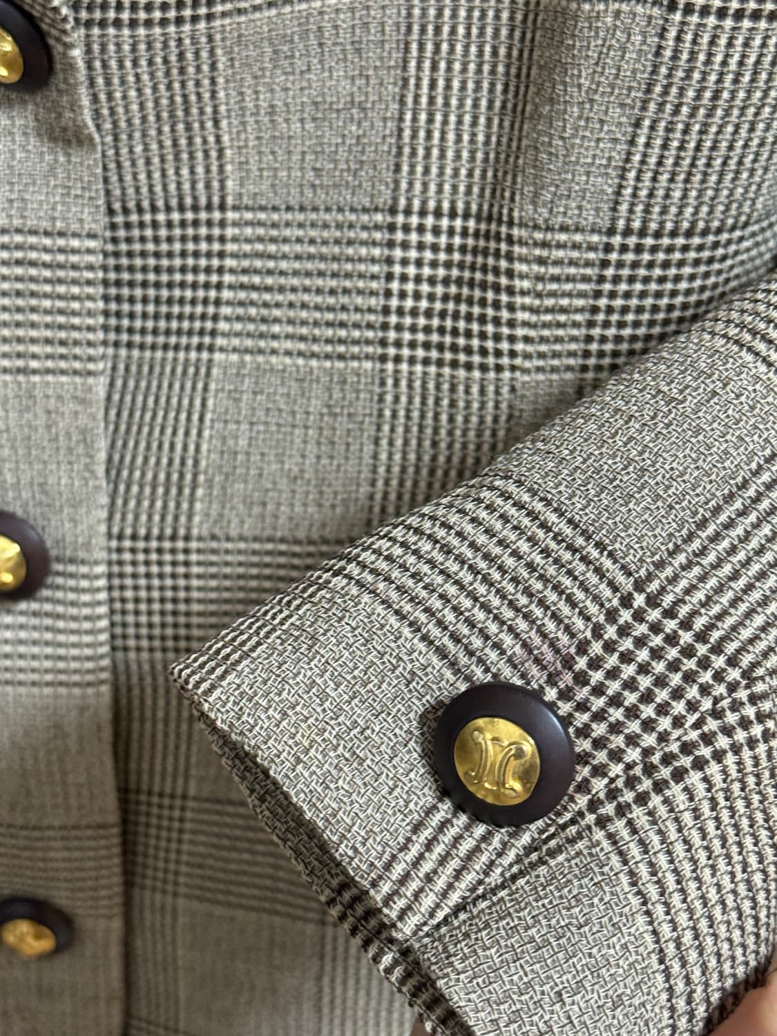 셀린느 빈티지 체크 자켓 브라운 40 상품이미지4