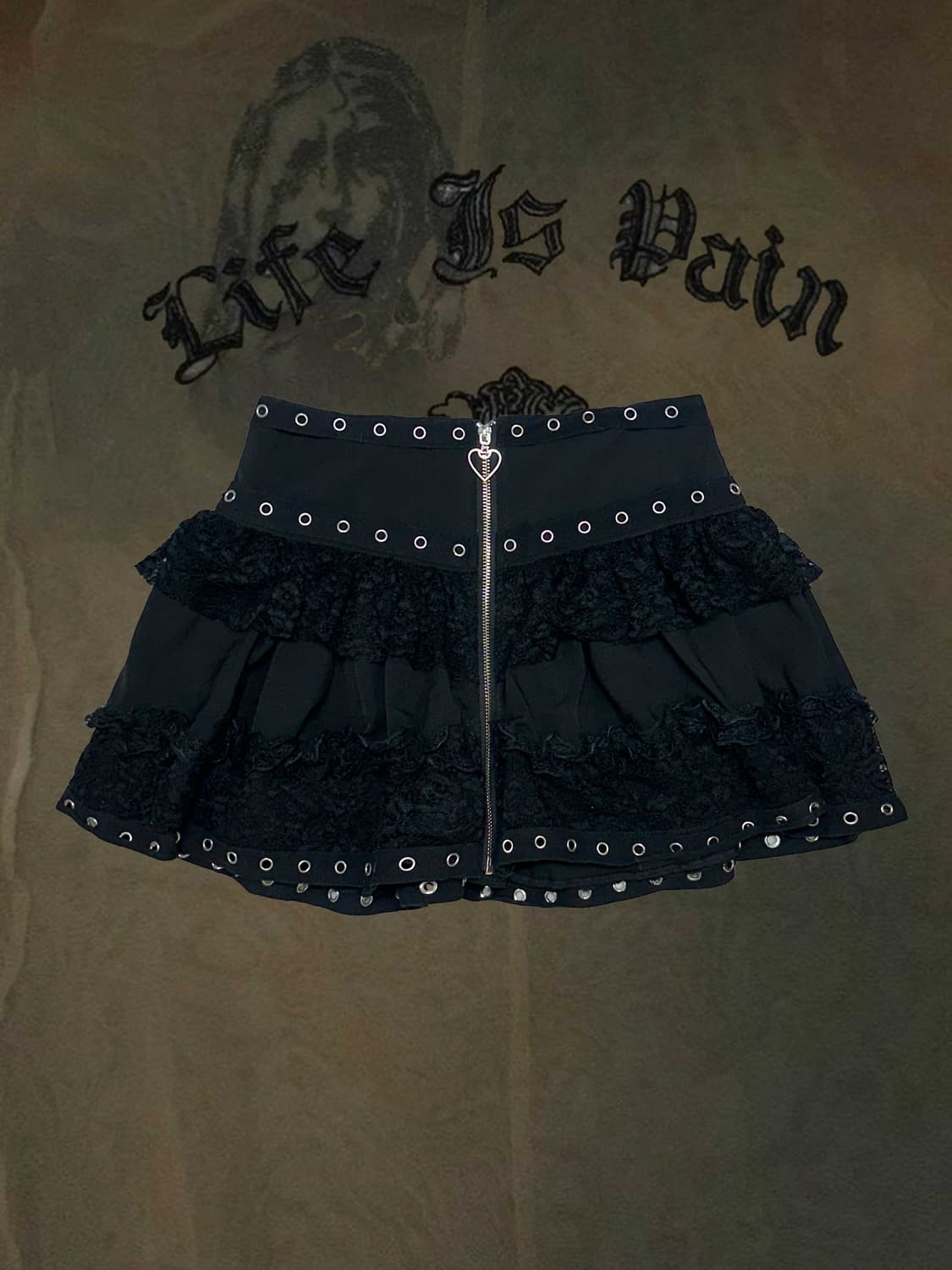 프릴 레이스 블랙 미니스커트 상품이미지1