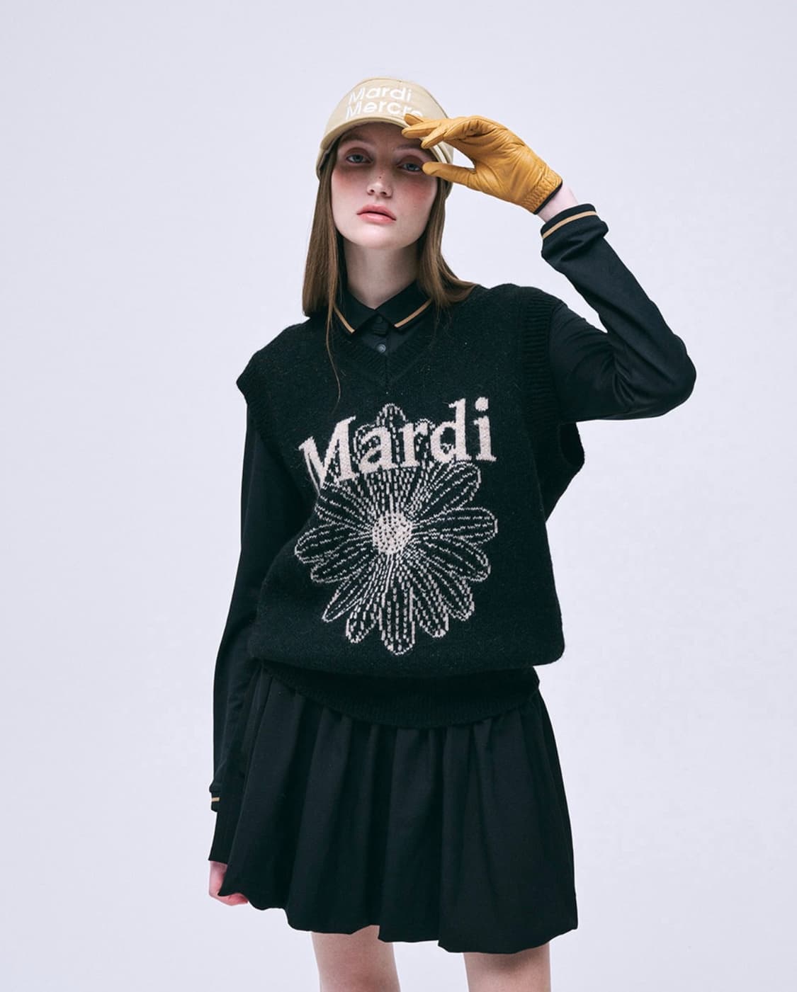 마르디 메크르디 악티프 모헤어 플라워 블렌디 니트 베스트 블랙 상품이미지4