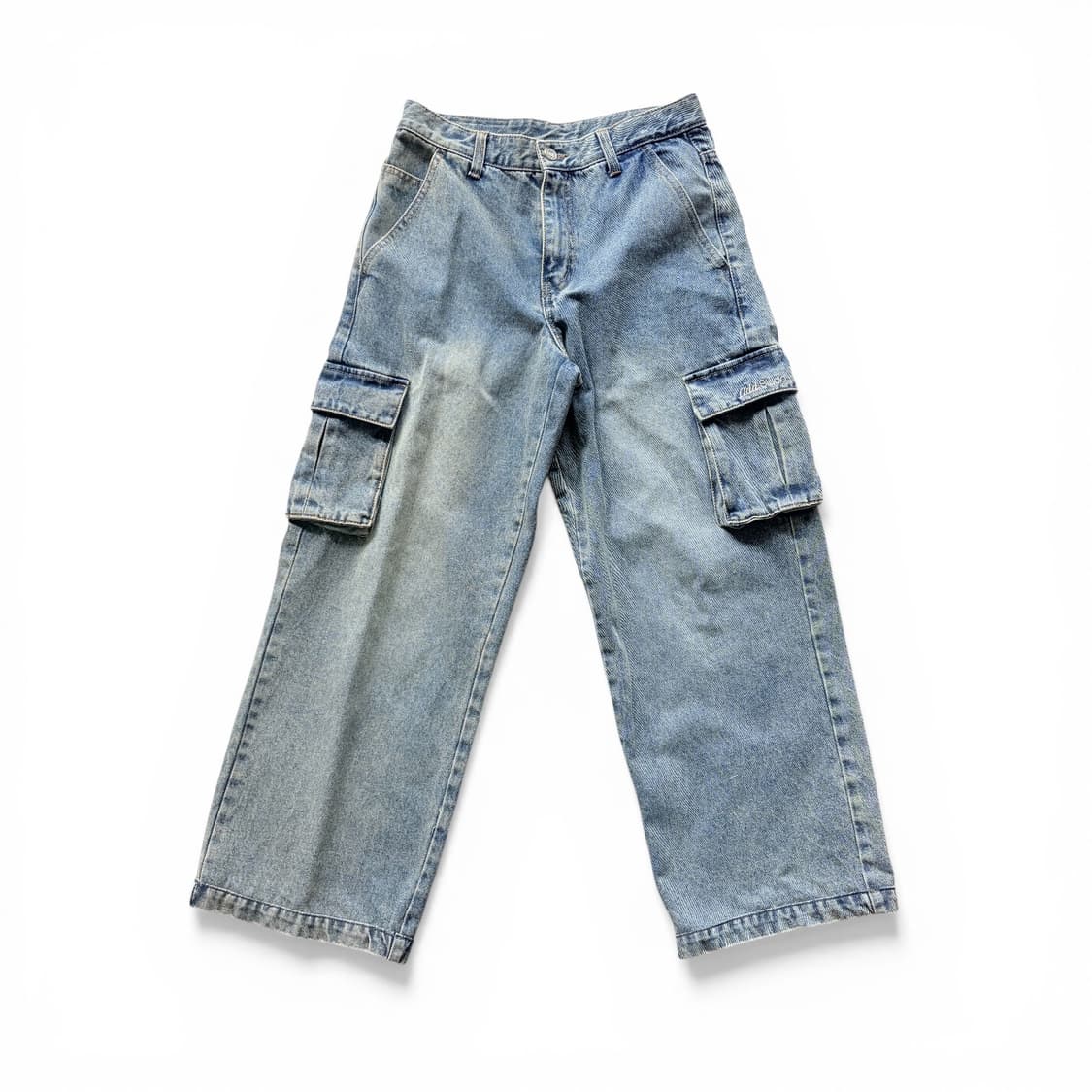 오드스튜디오 샌드 워싱 카고 와이드 데님 팬츠 - LIGHT BLUE 상품이미지2