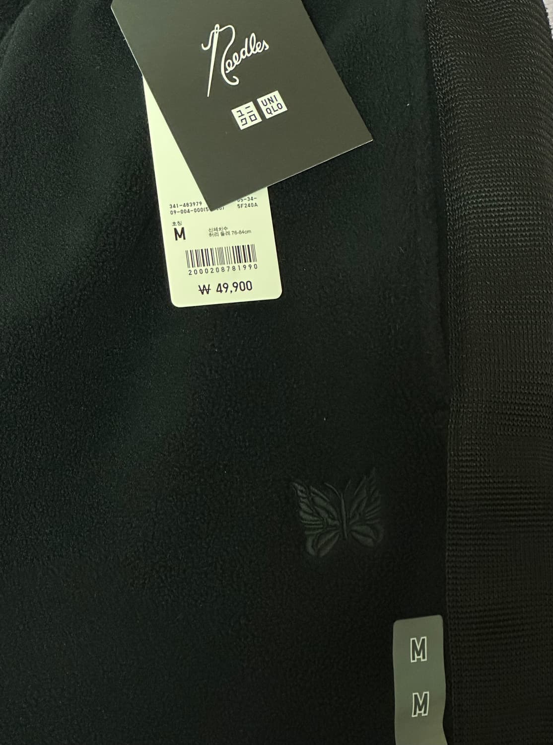 M,당일배송) (기본기장) 유니클로X니들스 후리스 와이드 팬츠 블랙 상품이미지2