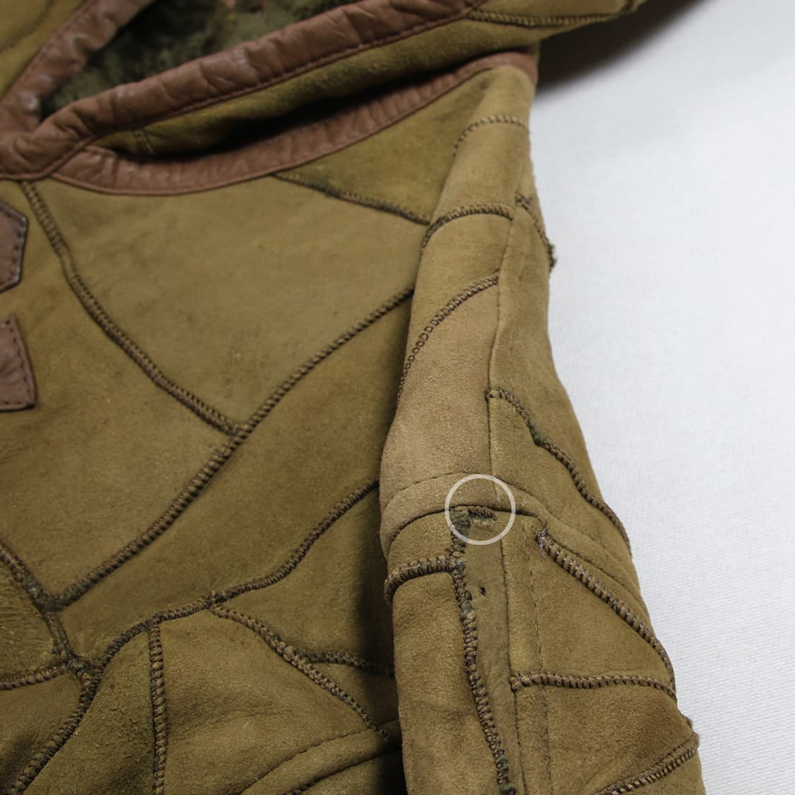 UNBAN HILLS 양가죽 패치워크 후드 자켓 (여성용 M~L) 상품이미지6