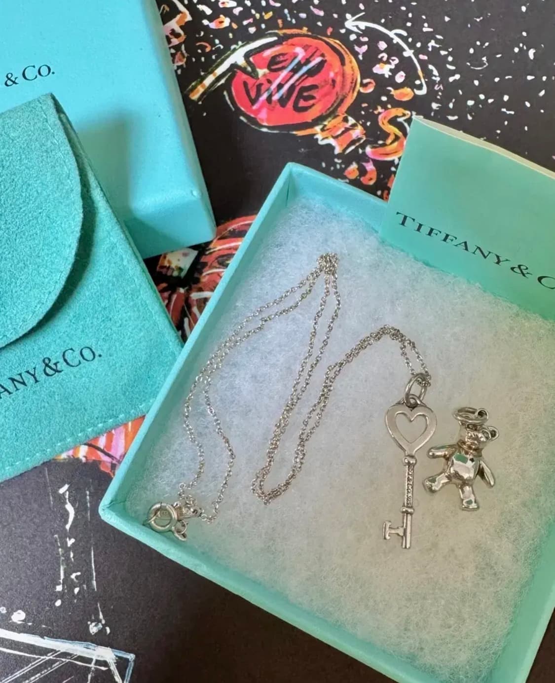 티파니앤코 하트 열쇠 /곰돌이(단종 희귀템) 실버 목걸이 상품이미지1