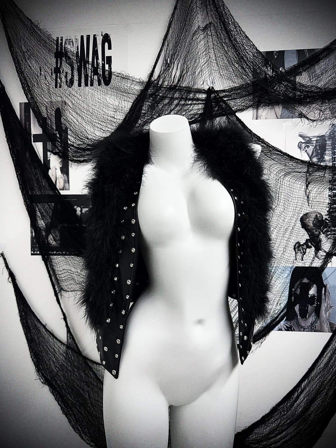 00s punk mood jewerly fur vest 상품이미지1