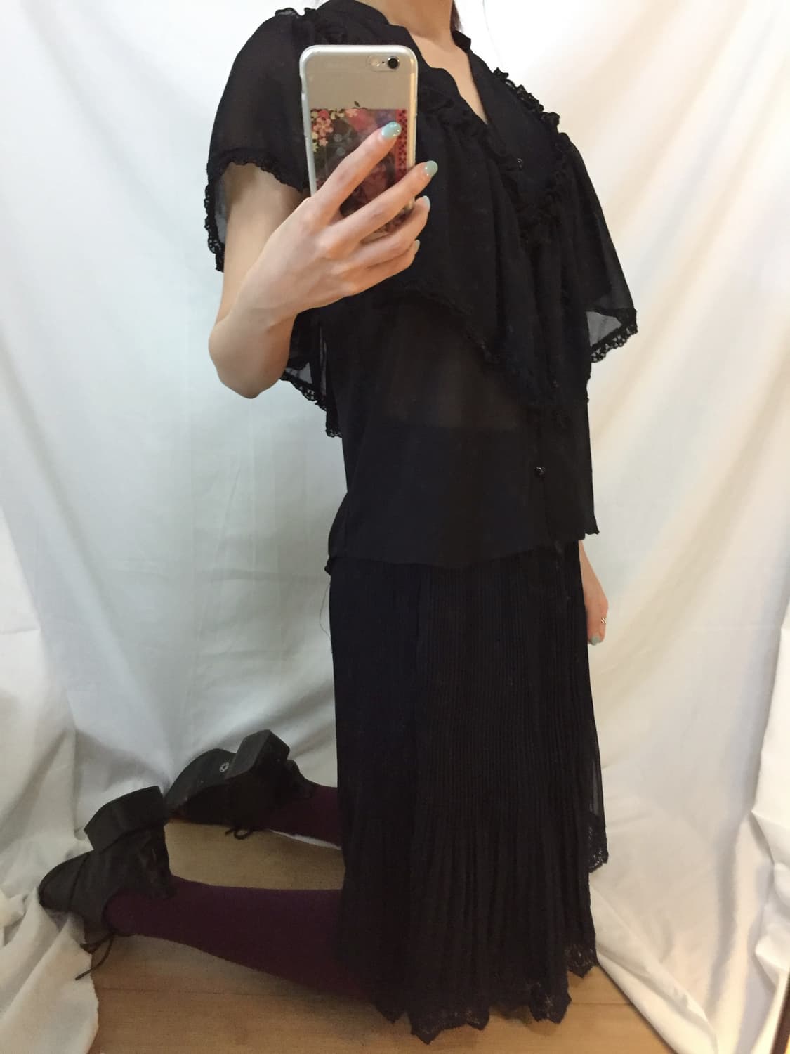 프릴 시스루 블라우스 상품이미지2