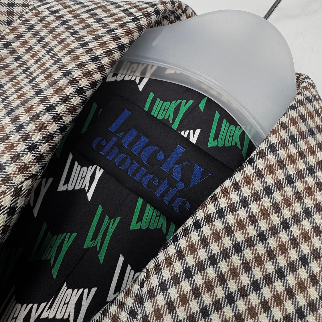 럭키슈에뜨 깅엄 체크 더블 자켓 상품이미지3