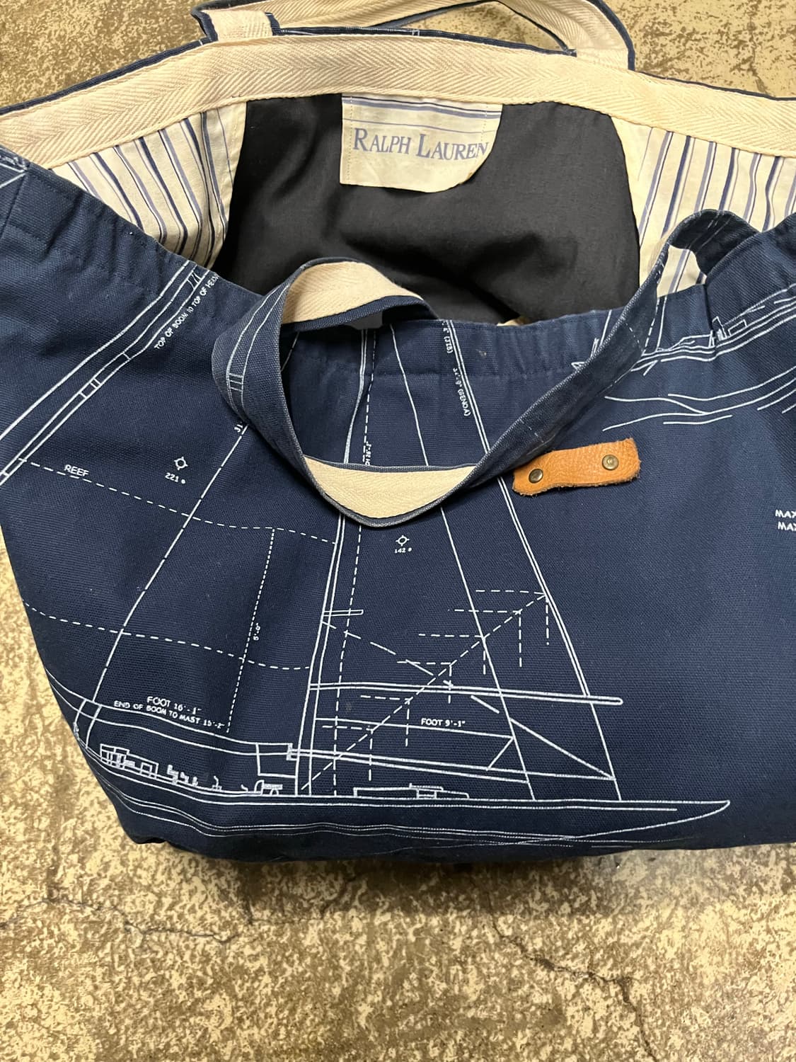 폴로 랄프로렌 네이비 보트 프린트 토트백 상품이미지2