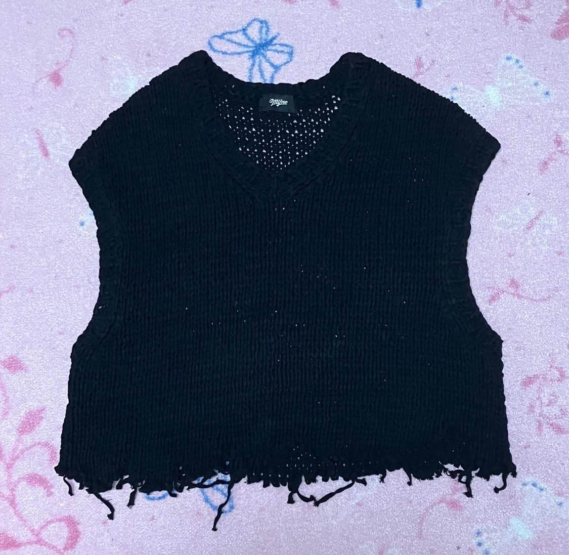 Black grunge knit vest 상품이미지1