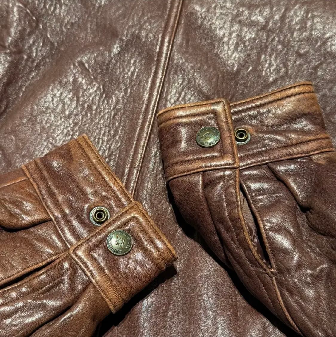 JR 빈티지 헤비 양가죽 A-2 레더 자켓 L 105 브라운 상품이미지6