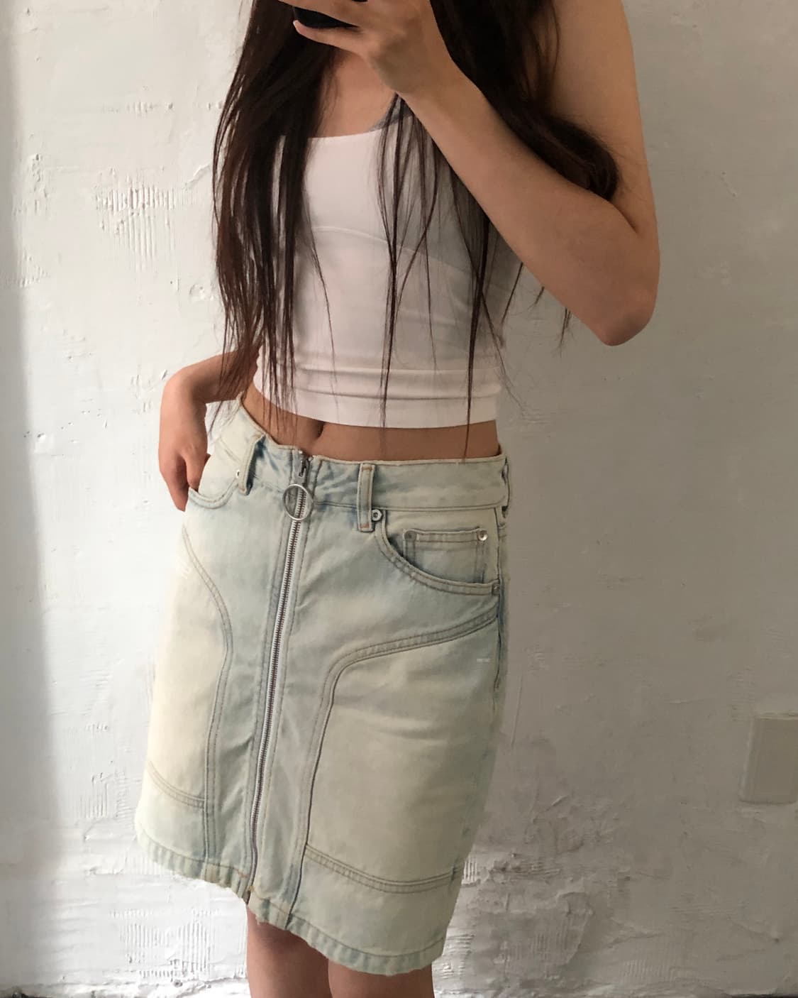 Off-White 오프화이트 블리치 다이 데님 스커트 상품이미지3