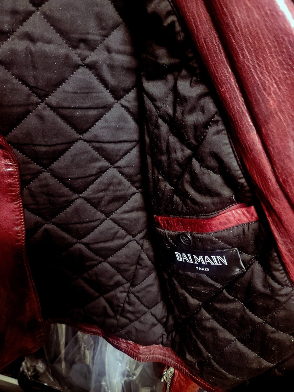 발망/BALMAIN 이태리 버건디 버팔로 양가죽 라이더 자켓/103 상품이미지4