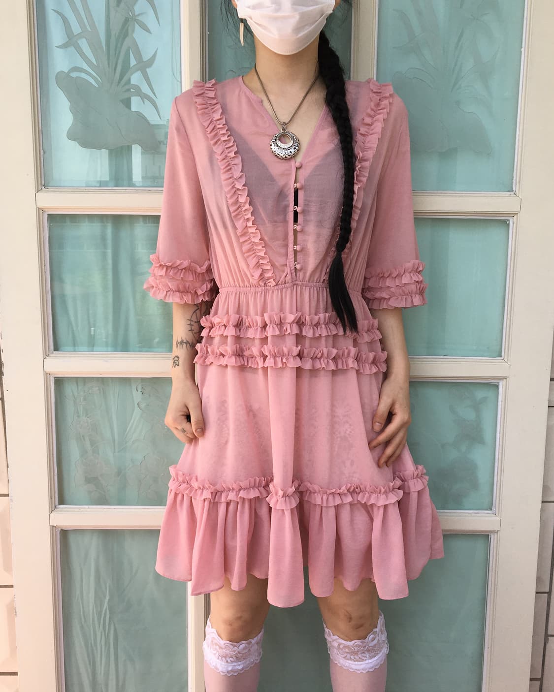 Frill layer point glossy onepiece 상품이미지1