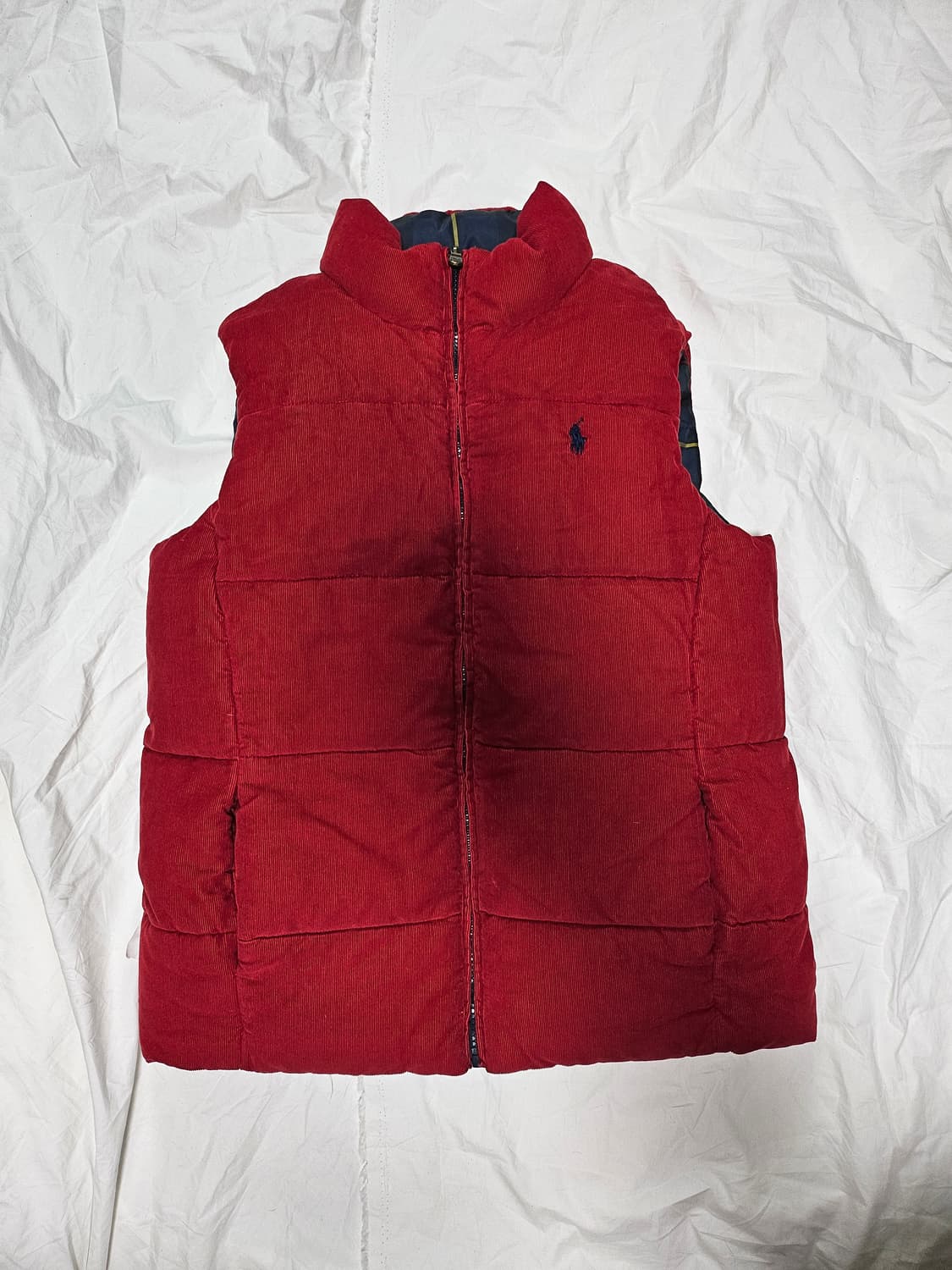 폴로랄프로렌 핀터깔 타탄체크 포니로고 패딩 쪼끼 베스트 M 상품이미지7