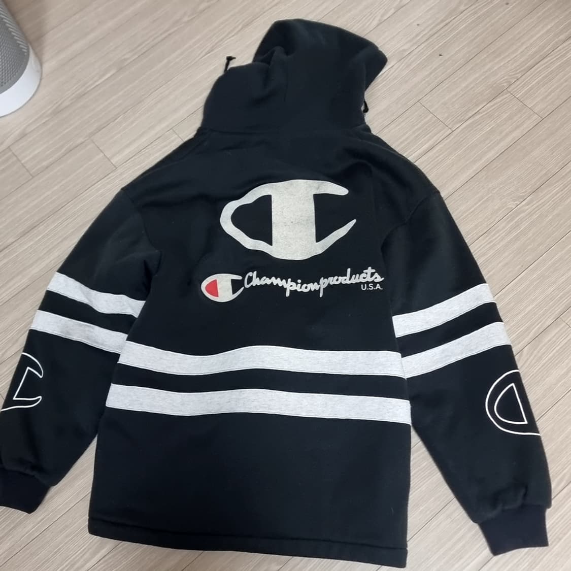 일본제 빈티지 챔피온usa 후드 롱 집업 블랙(100-105) 상품이미지5