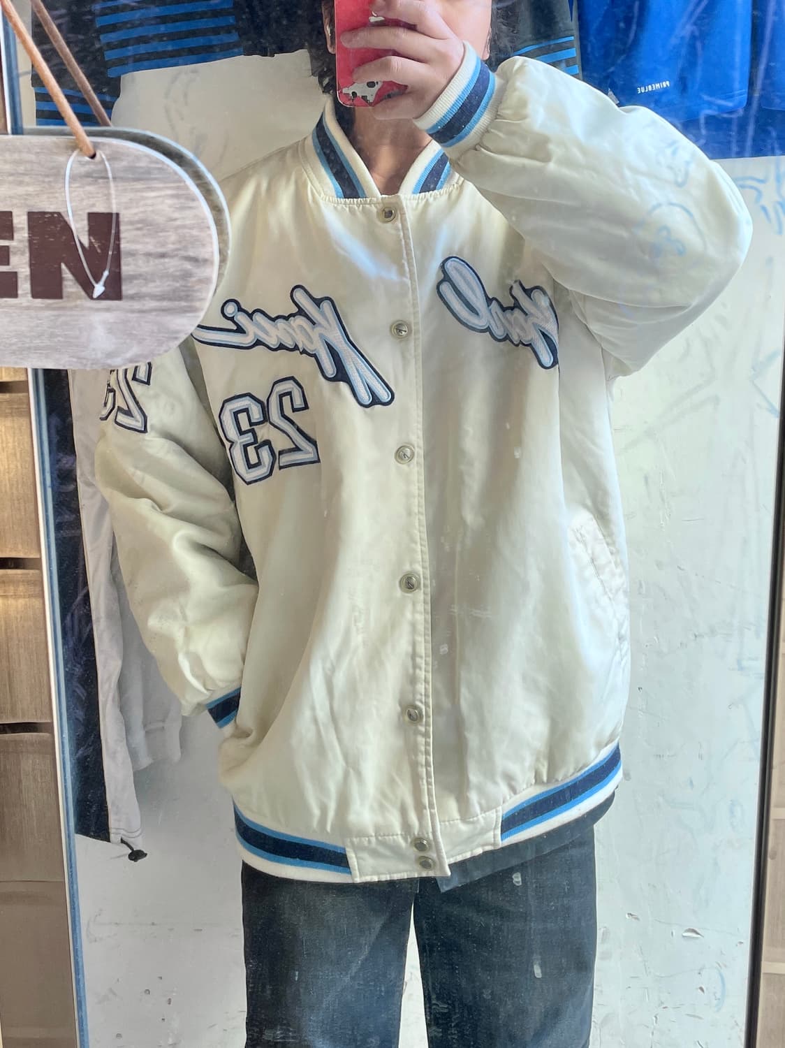 착샷o 90s 칼카니 대대장 화이트 올드스쿨 바시티 스타디움 자켓 XL 상품이미지2