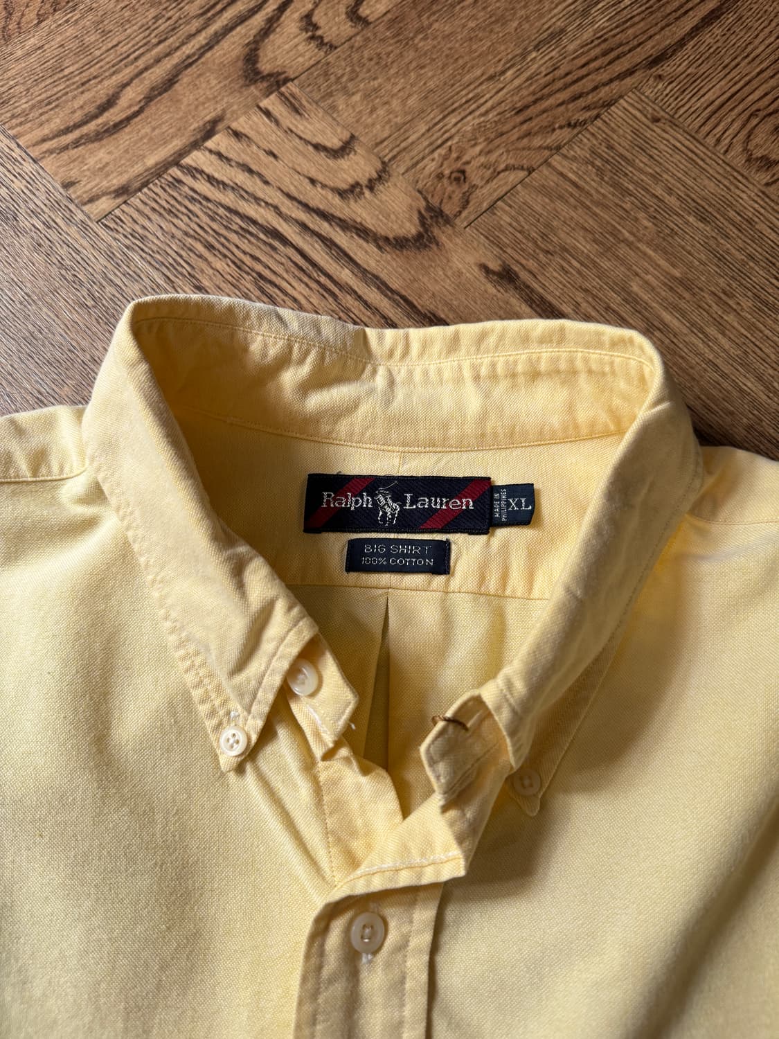 [XL]90s 폴로 랄프로렌 BIG SHIRT 라이트옐로우 옥스포드 셔츠 상품이미지2