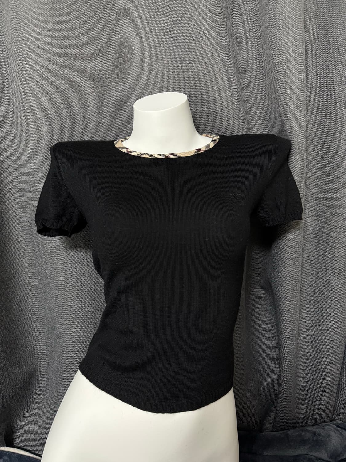 버버리 채크트리밍 y2k 니트 반팔티셔츠 상품이미지1