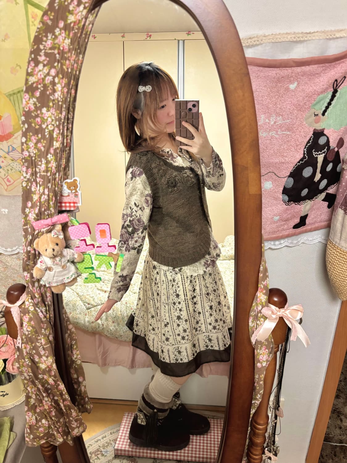 모리걸 둥근카라 원피스 코트 + 플로럴 러블리 세트 상품이미지5