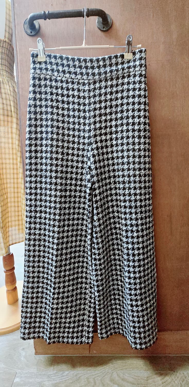 XS) ZARA 자라 체크 와이드팬츠 하이웨스트 트위드팬츠 상품이미지4