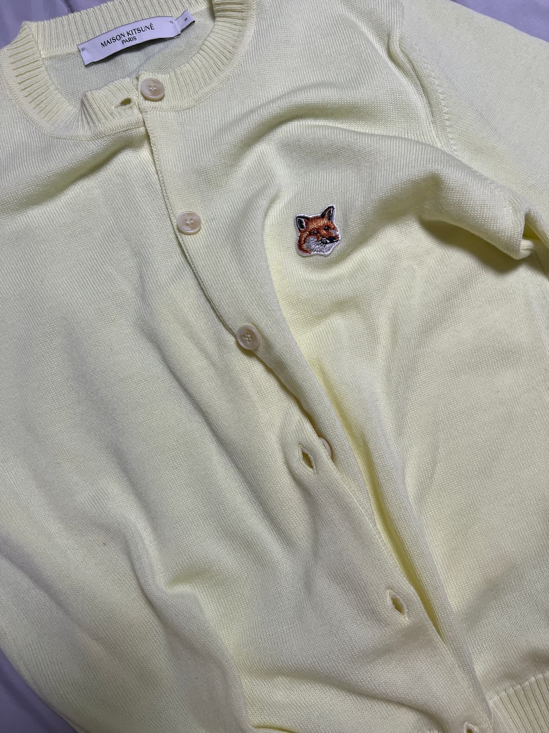 새상품 메종키츠네 가디건 레몬 옐로우 S 상품이미지1