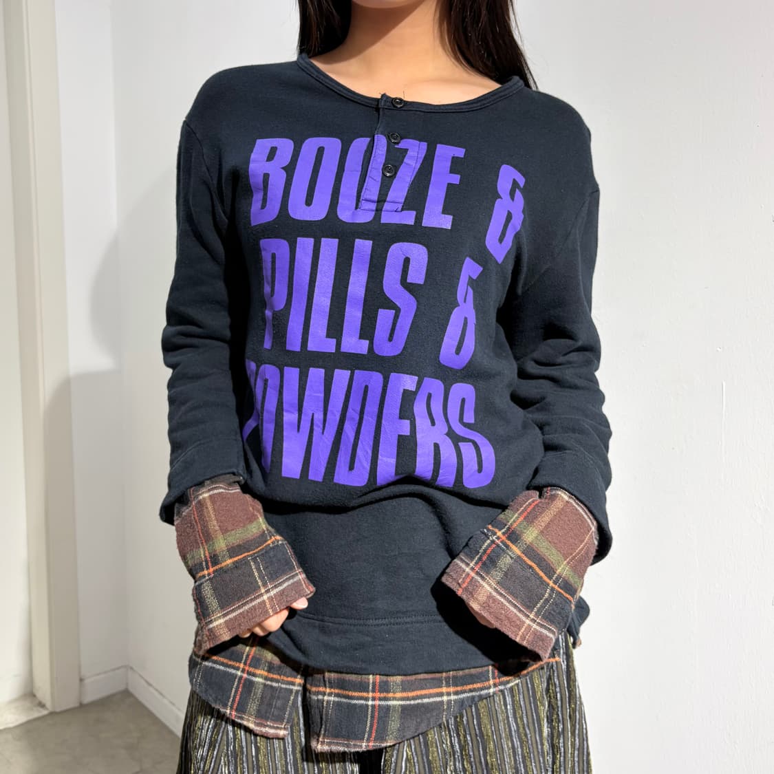 PPFM 체크 셔츠 레이어드 긴팔티셔츠 맨투맨 상품이미지1