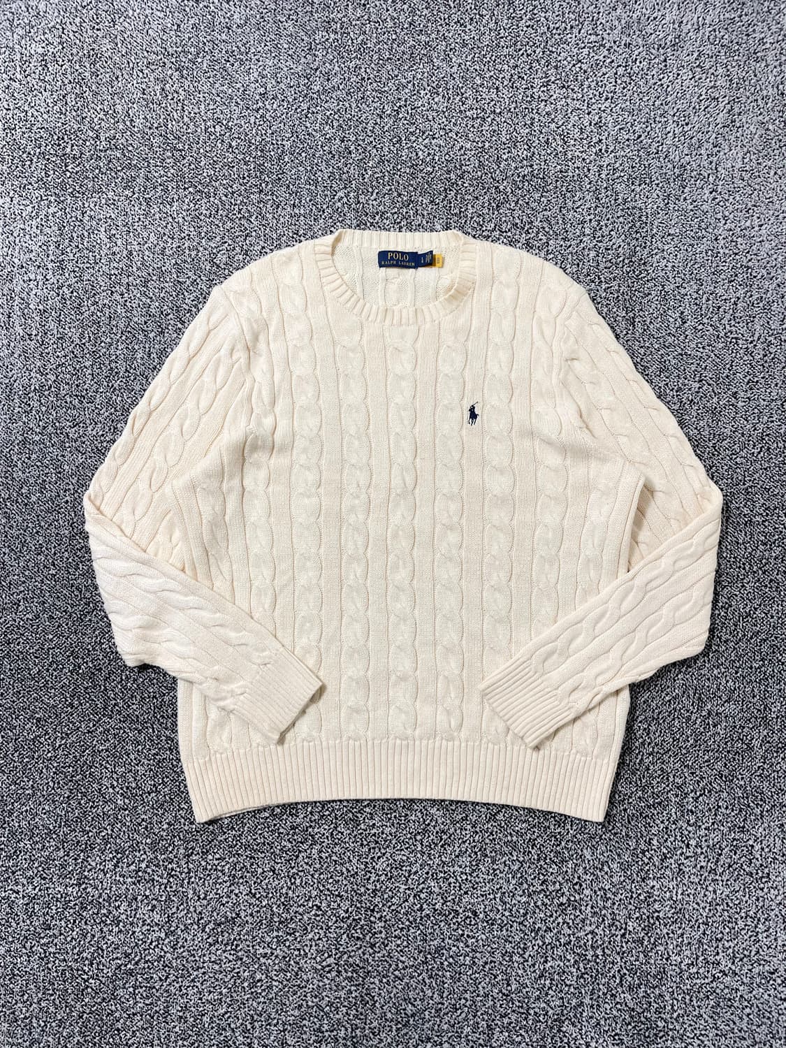 빈티지9. 폴로랄프로렌 케이블 니트 코튼 스웨터 꽈배기 크림 아이보리 상품이미지1
