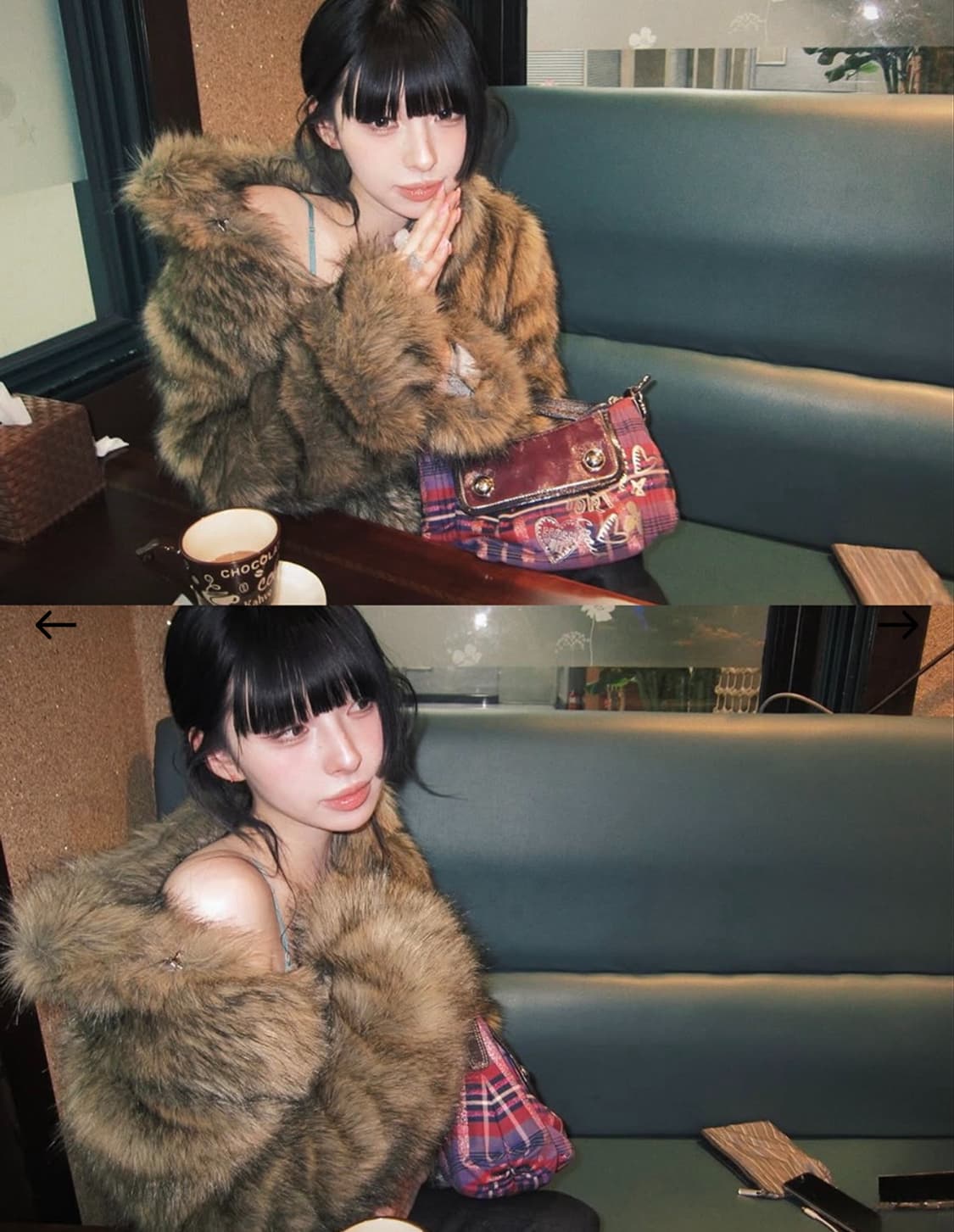 이네기 퍼자켓 베이지 Inegi high neck fur jacket 상품이미지2