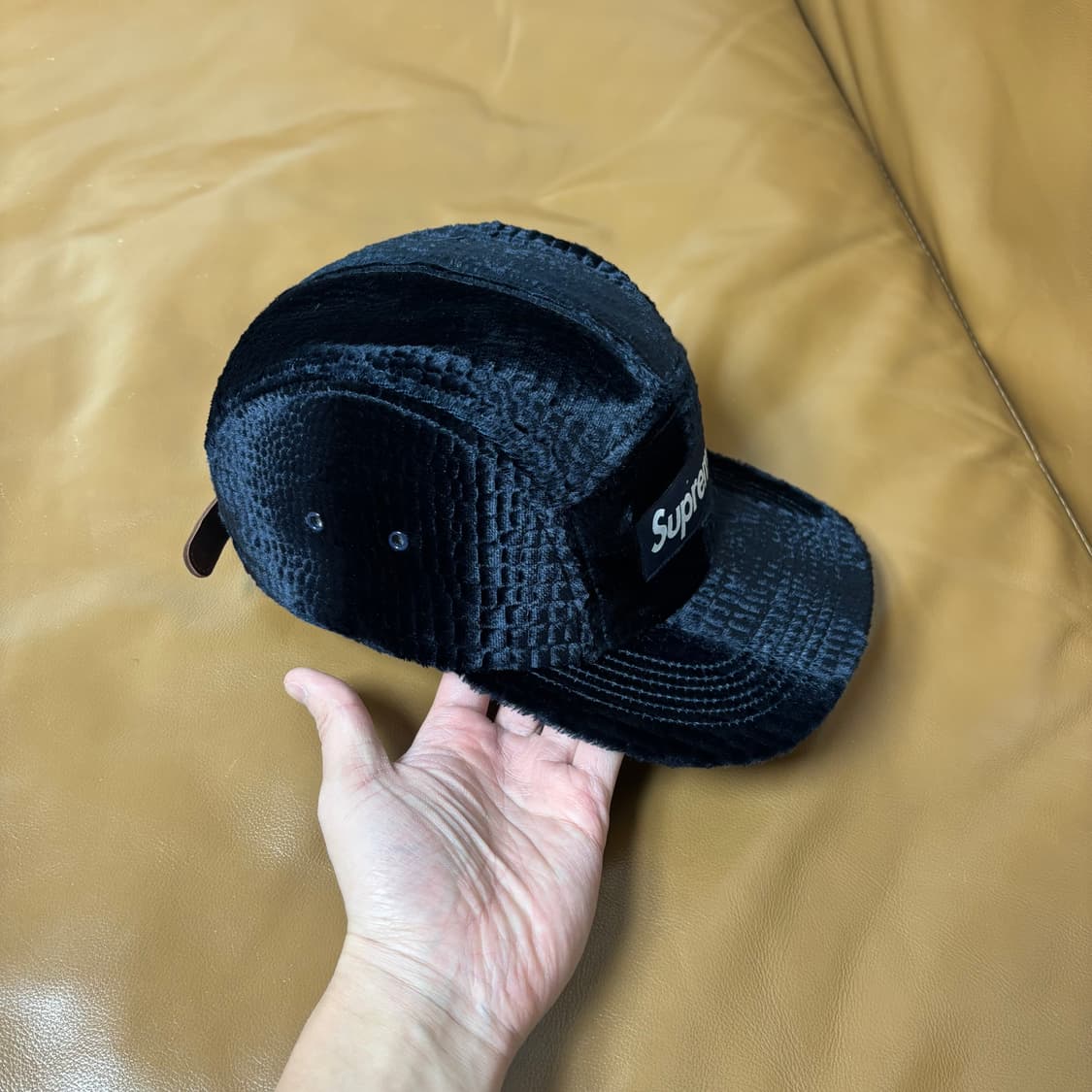 슈프림 캠프캡 모자 박스로고 크로커다일 코듀로이 네이비 상품이미지3