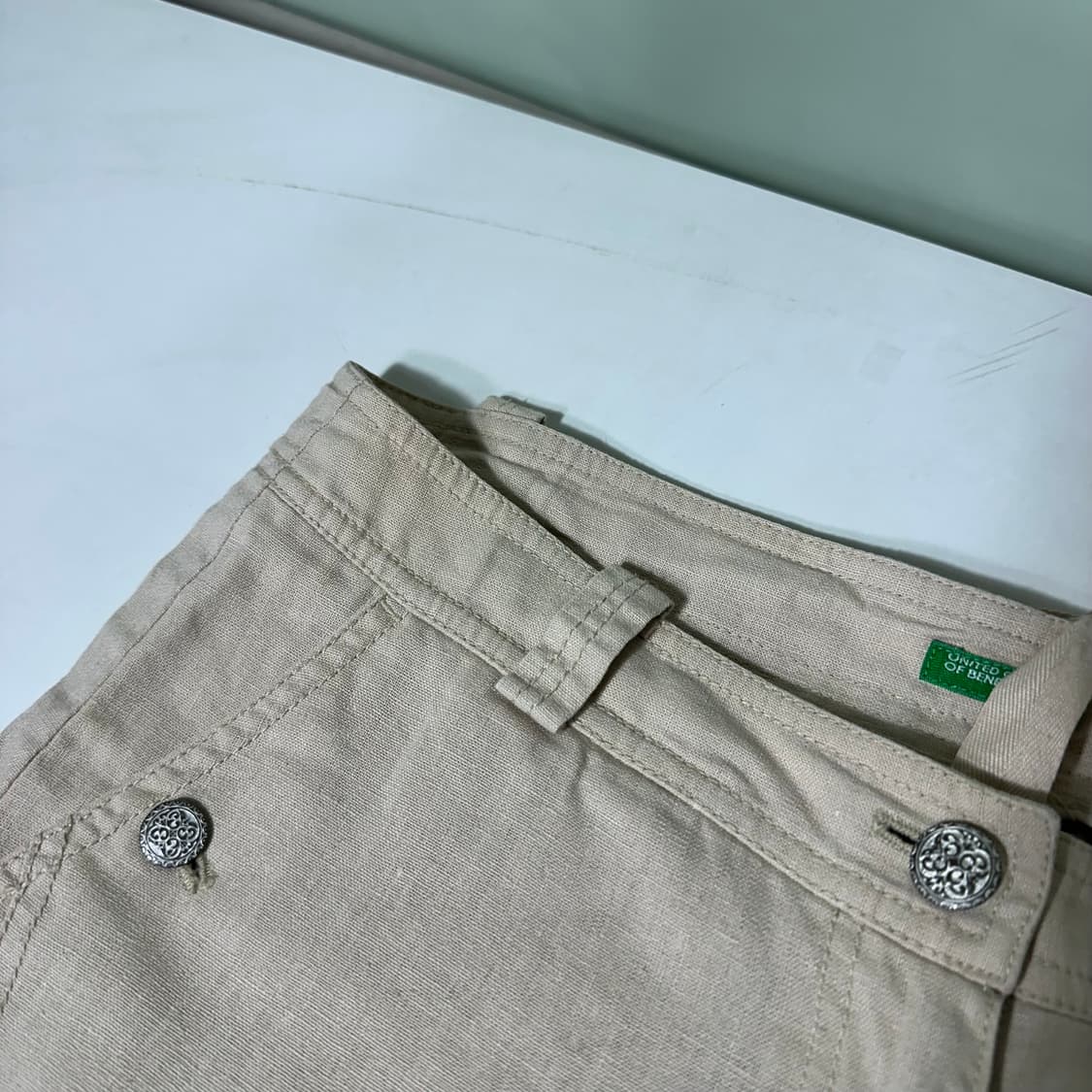 우먼L 유나이티드 베네통 와이드핏 카고 7부린넨팬츠 상품이미지5