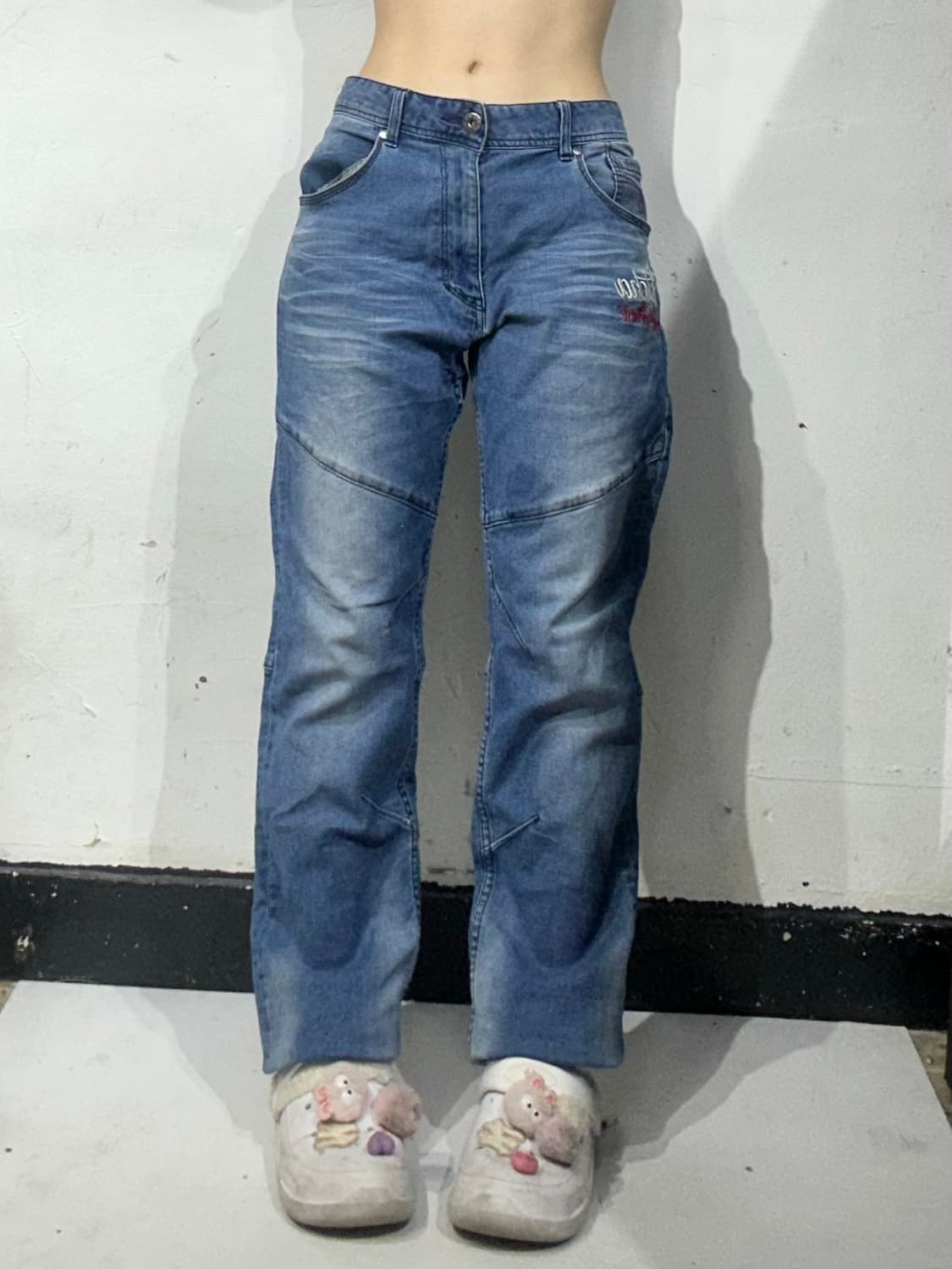 갓차 중청 새깅 자수 힙합 청바지 캣워싱 올드스쿨 데님 팬츠 XL 상품이미지3