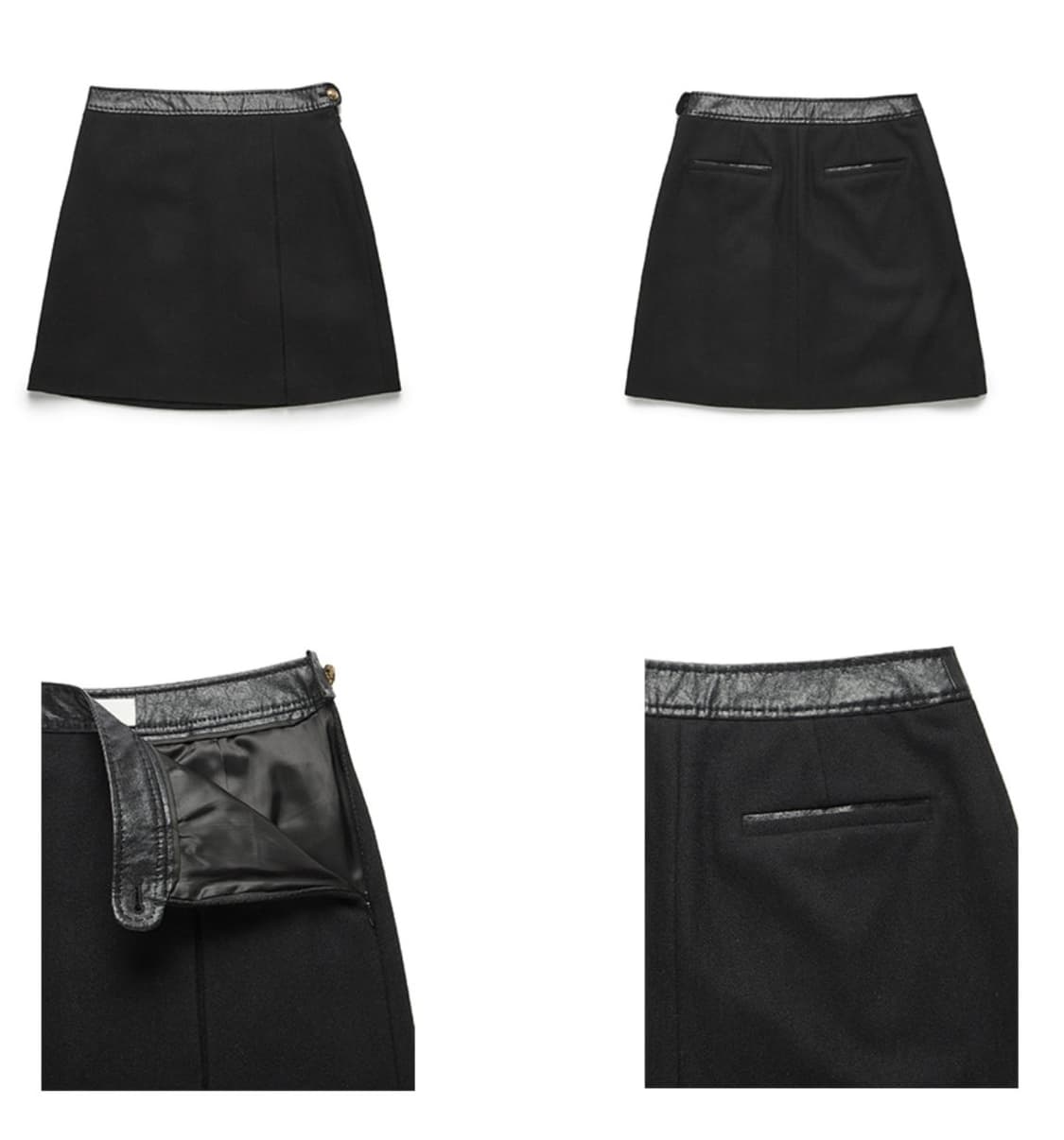 [새상품,품절상품] 던스트 DUNST 레더 포인트 울 스커트 상품이미지5