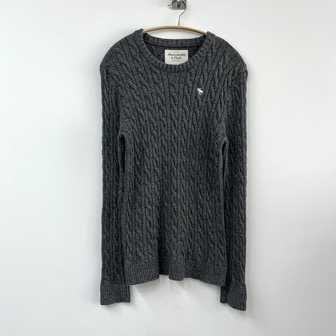 아베크롬비 사슴로고 그레이 꽈배기 니트 상품이미지2