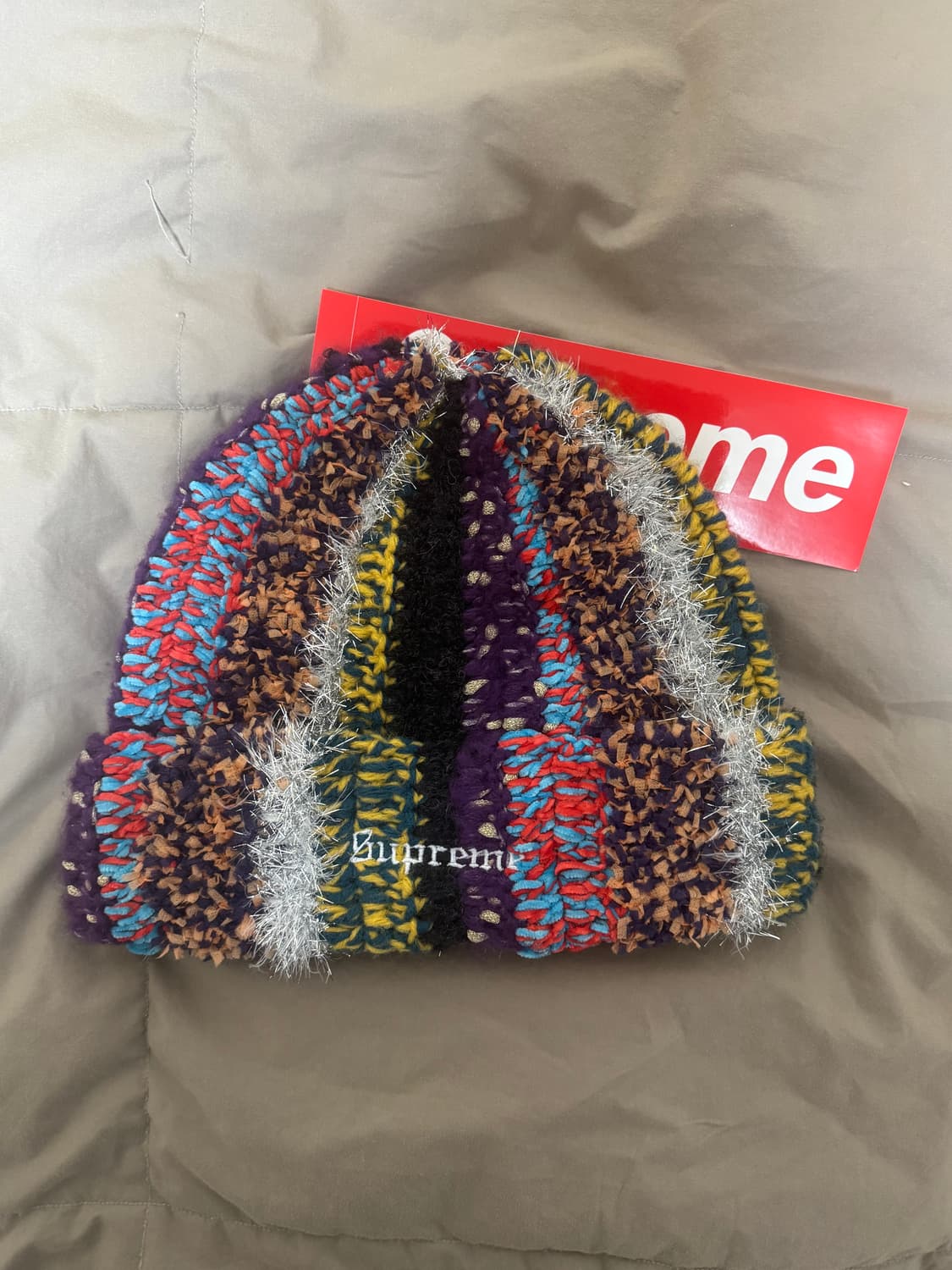 25FW 슈프림 틴셀 스트라이프 비니 멀티컬러 상품이미지1