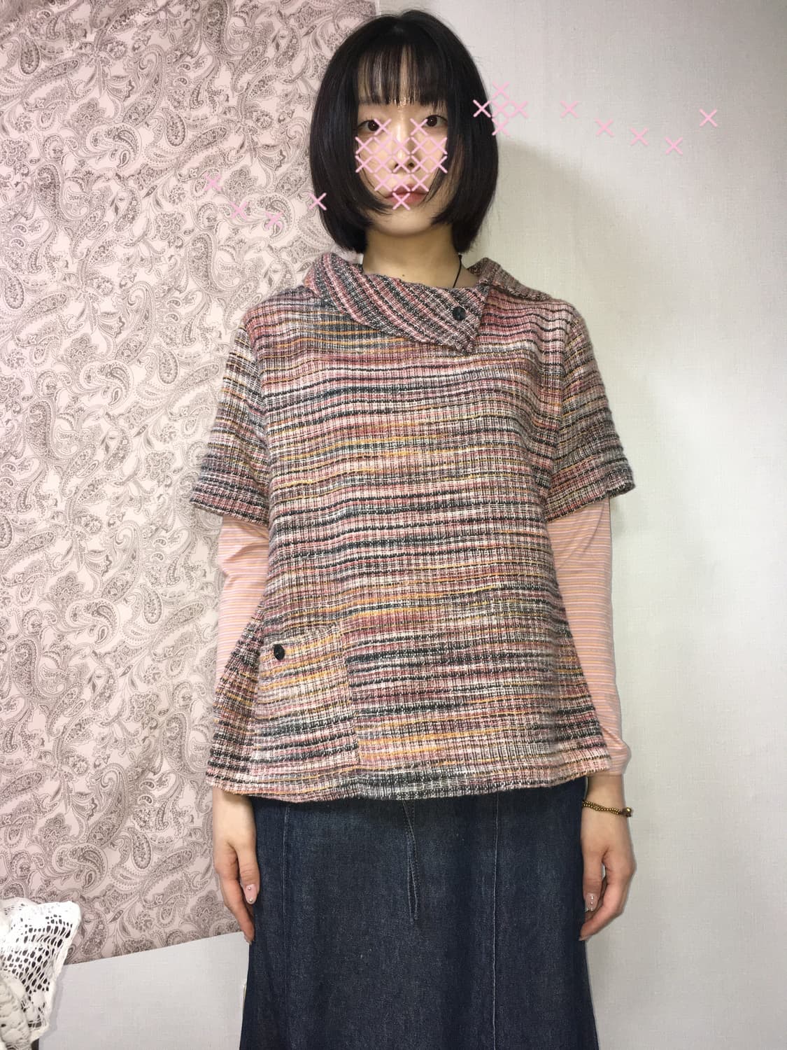 무지개떡 반팔 니트 상품이미지1