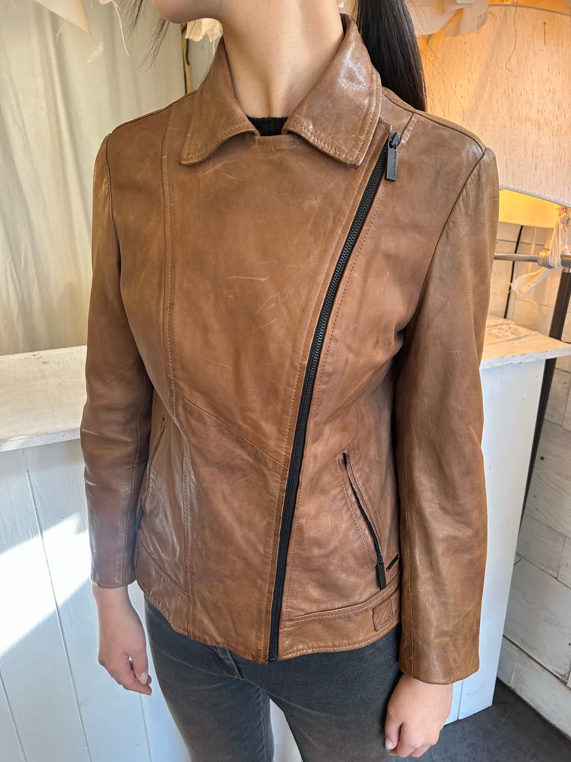 Clavin Klein Jeans 사선지퍼 가죽 자켓 상품이미지1