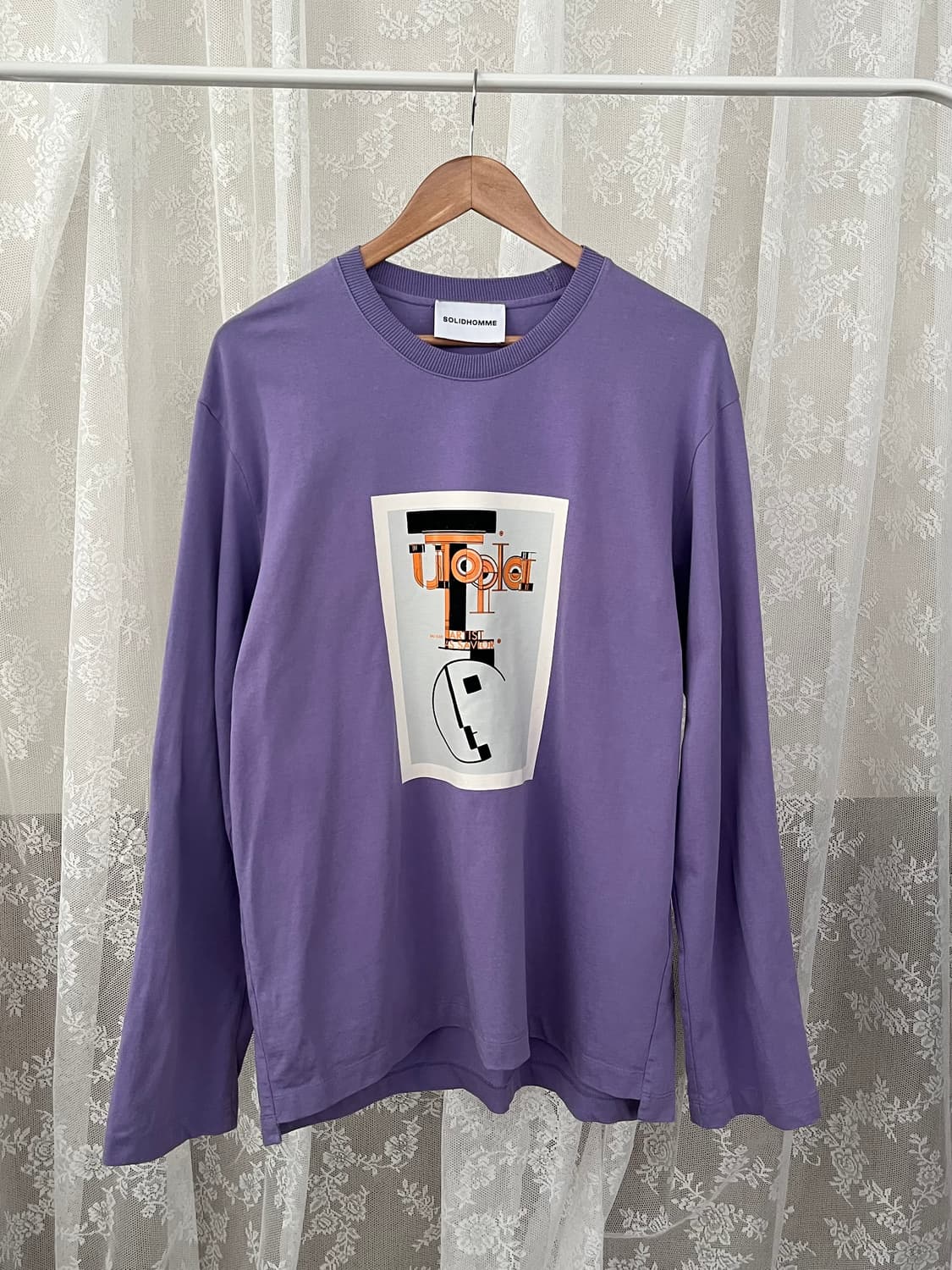 100) 솔리드옴므 그래픽 롱슬리브 티셔츠 퍼플 상품이미지1