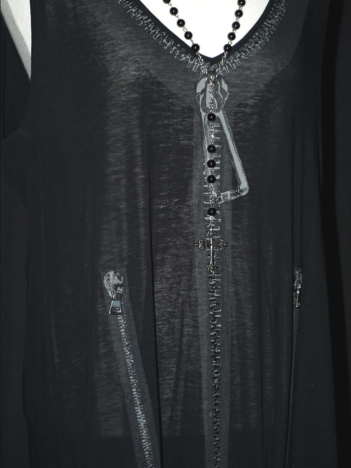 zip graphic see-through sleeveless  상품이미지4
